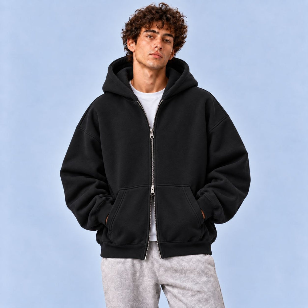 black zipper hoodi