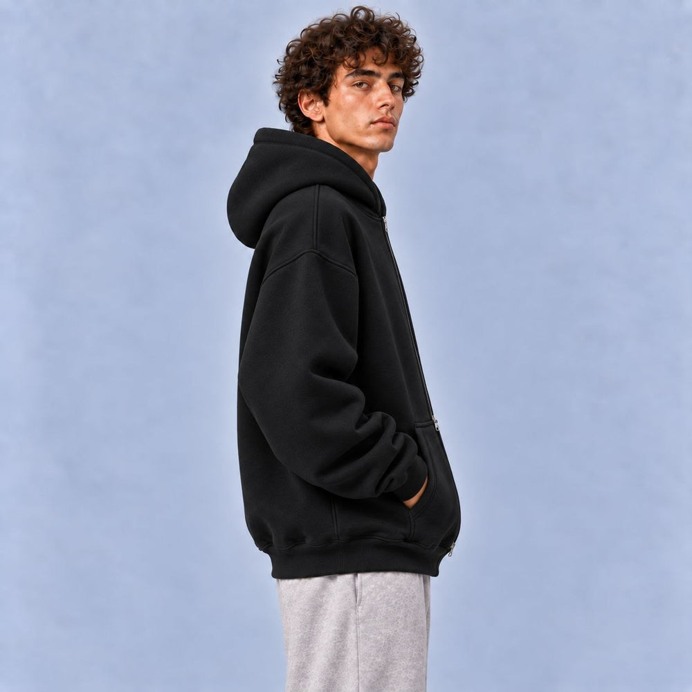 black zipper hoodi
