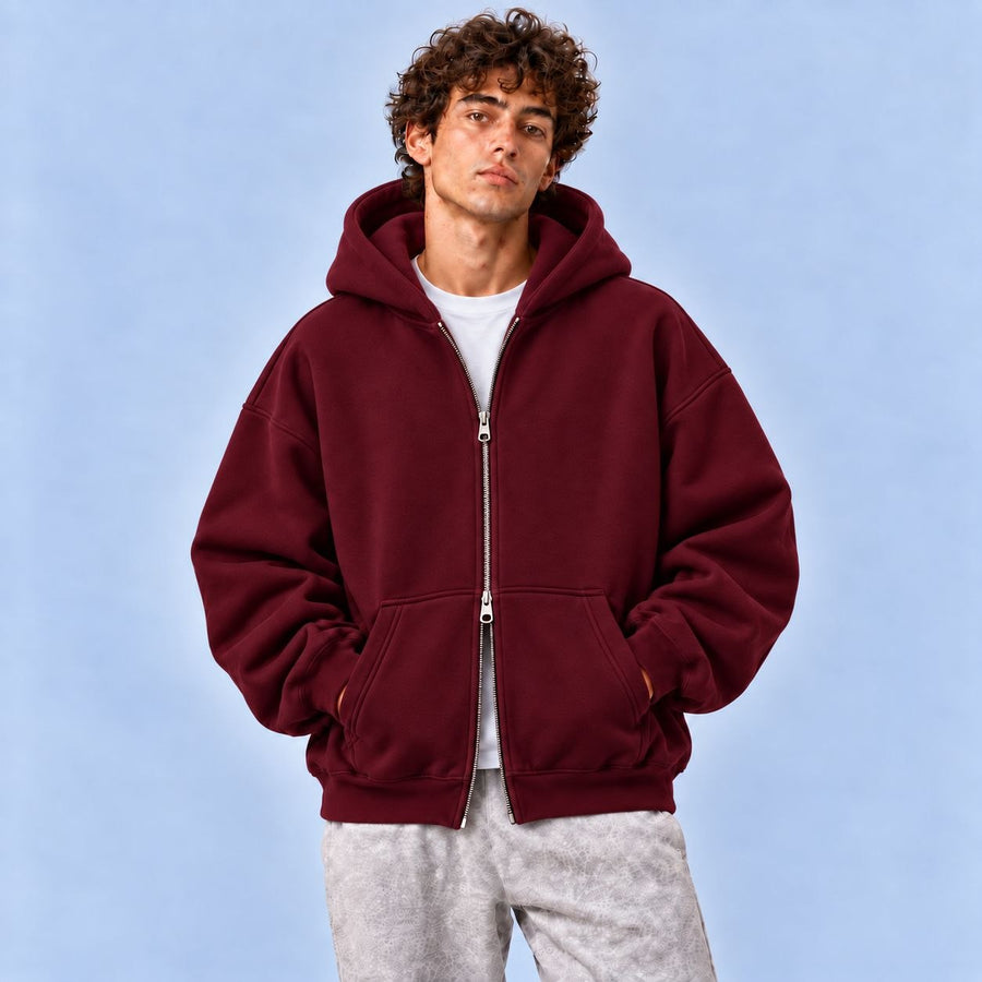 burgundy zip hoodi