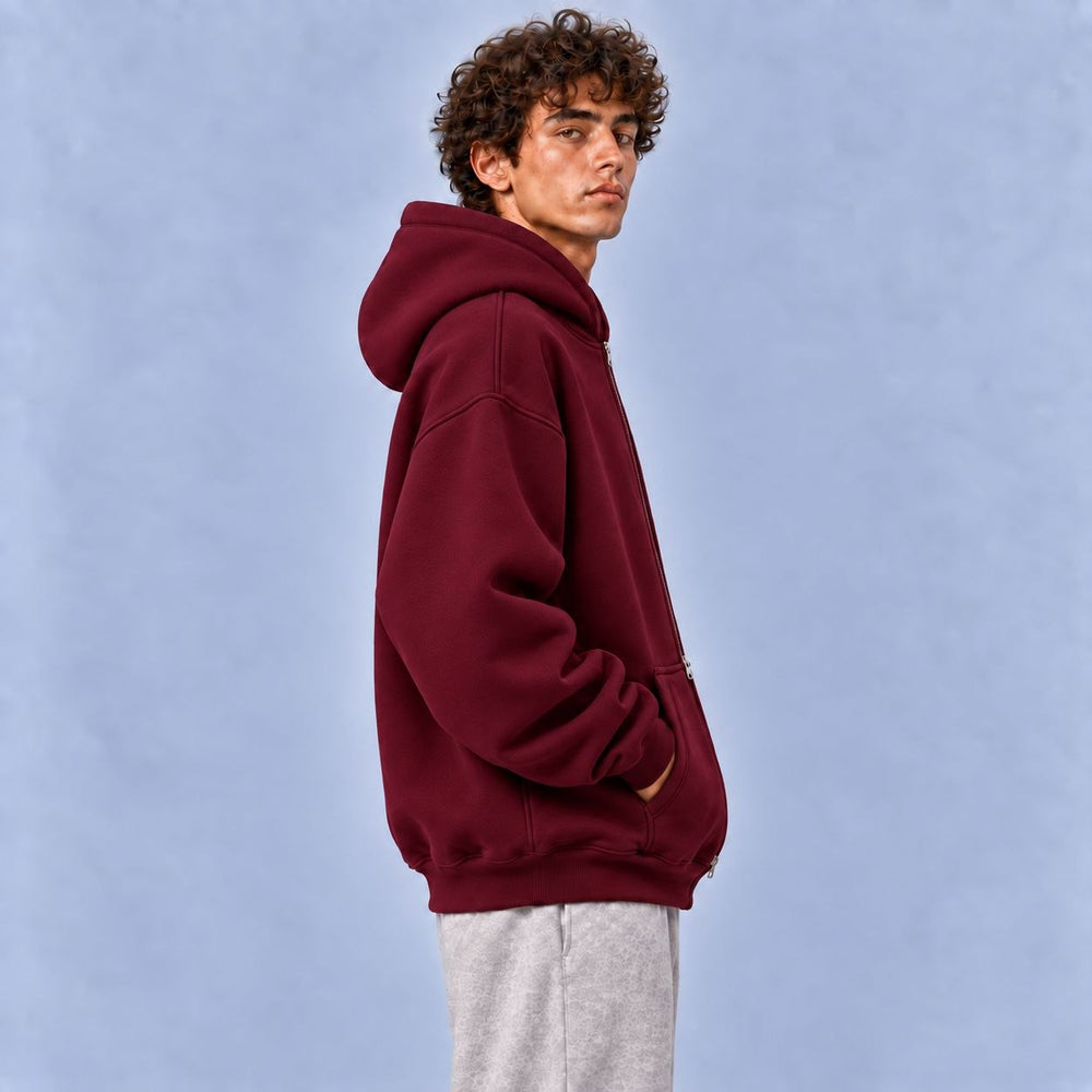 burgundy zip hoodi